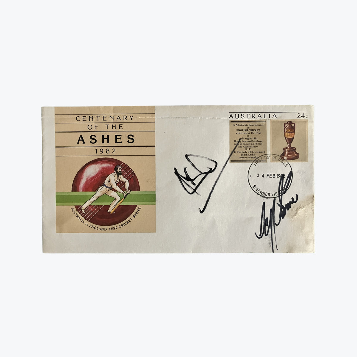 1982 Centenary of the Ashes Hand-Signed Commemorative Envelope