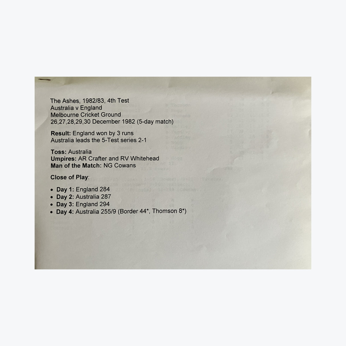 1982 Boxing Day Test