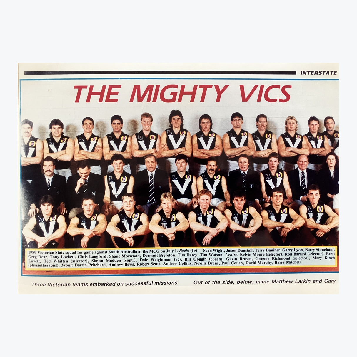 1989 VFL Victorian State of Origin Squad Photo