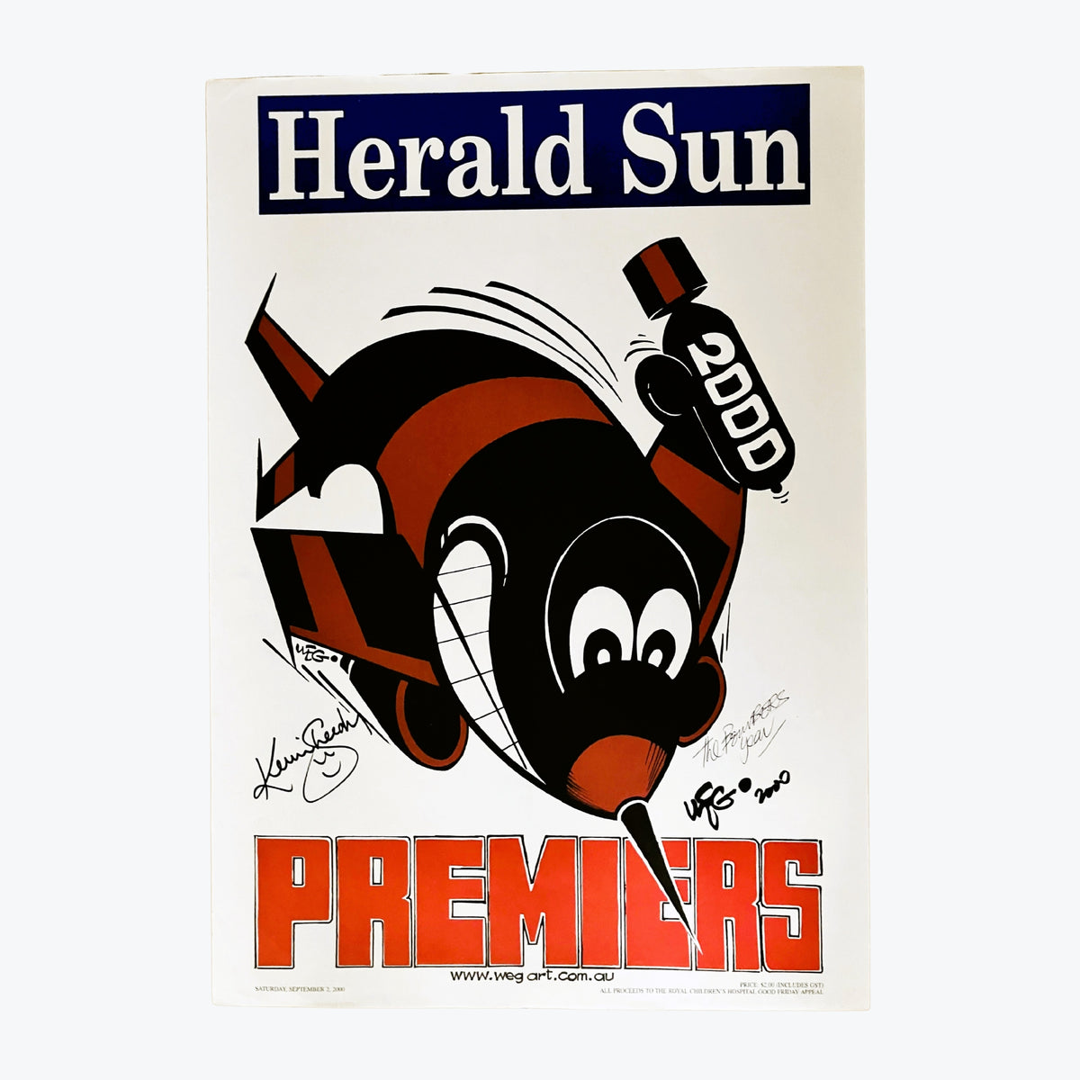 Essendon Bombers 2000 Hand-Signed WEG Premiership Poster