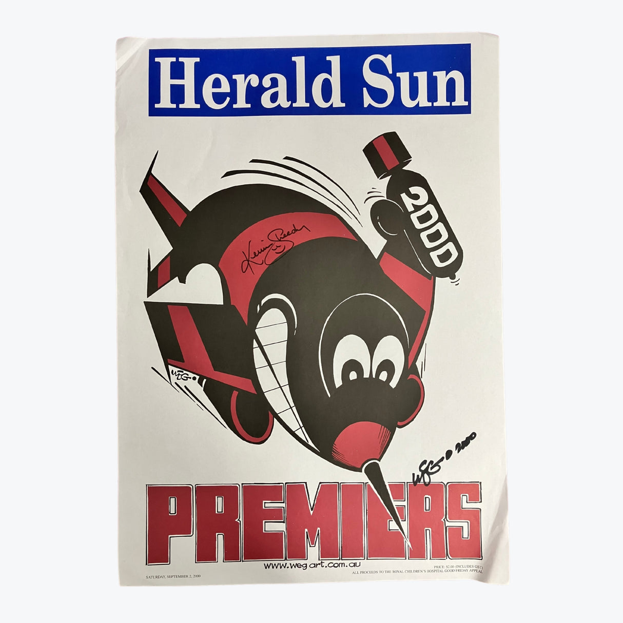 Essendon Bombers 2000 Signed WEG Premiers Poster