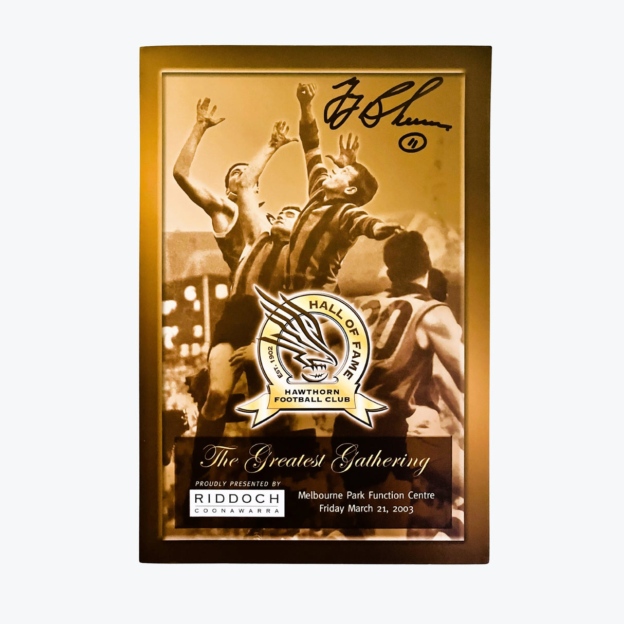 Hawthorn Hawks 2003 Hall of Fame Signed Program