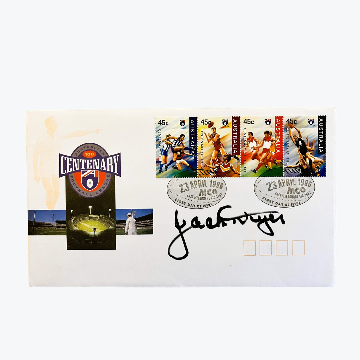 Jack "Captain Blood" Dyer AFL Centenary Signed First Day Cover