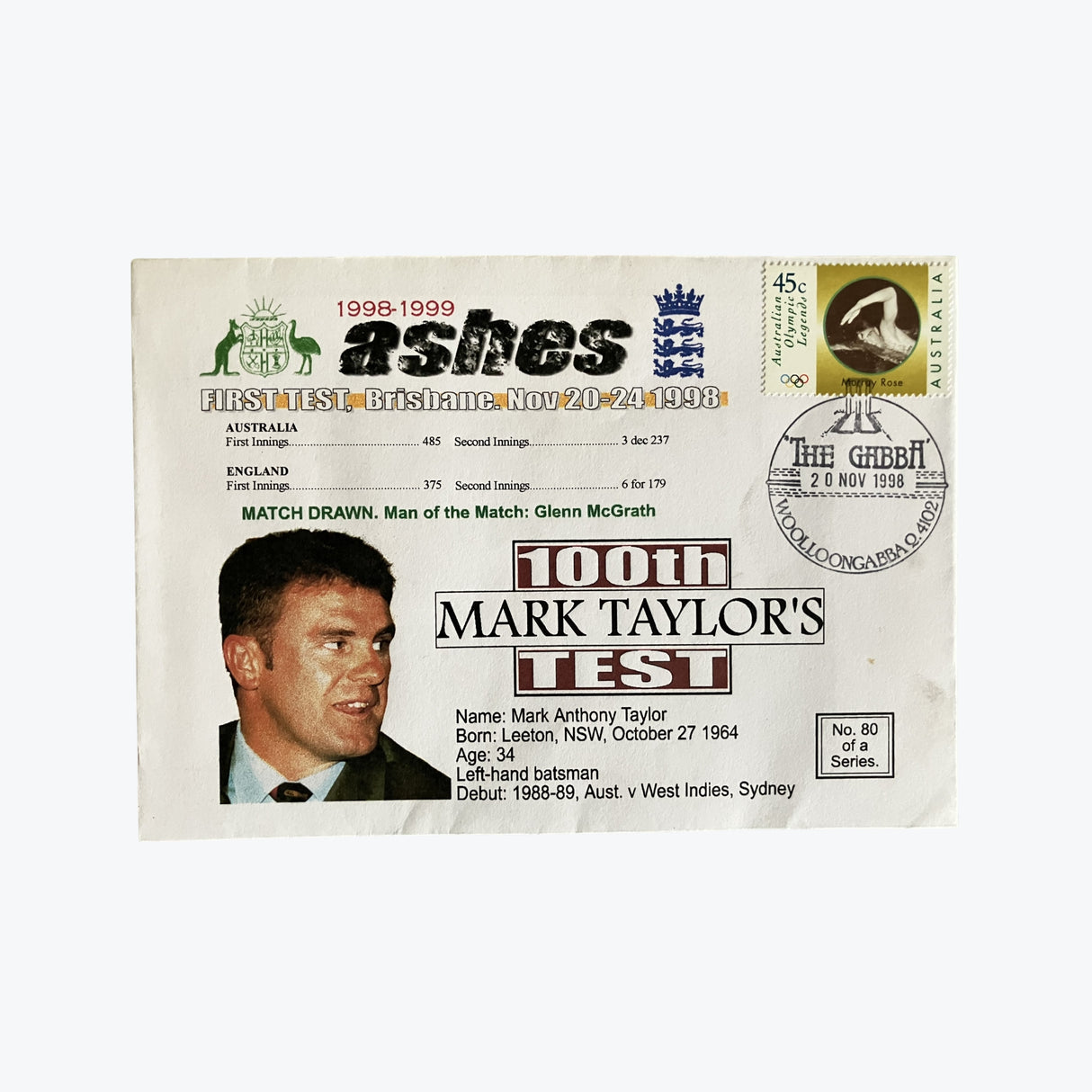 Mark Taylor 100th Test First Day Cover