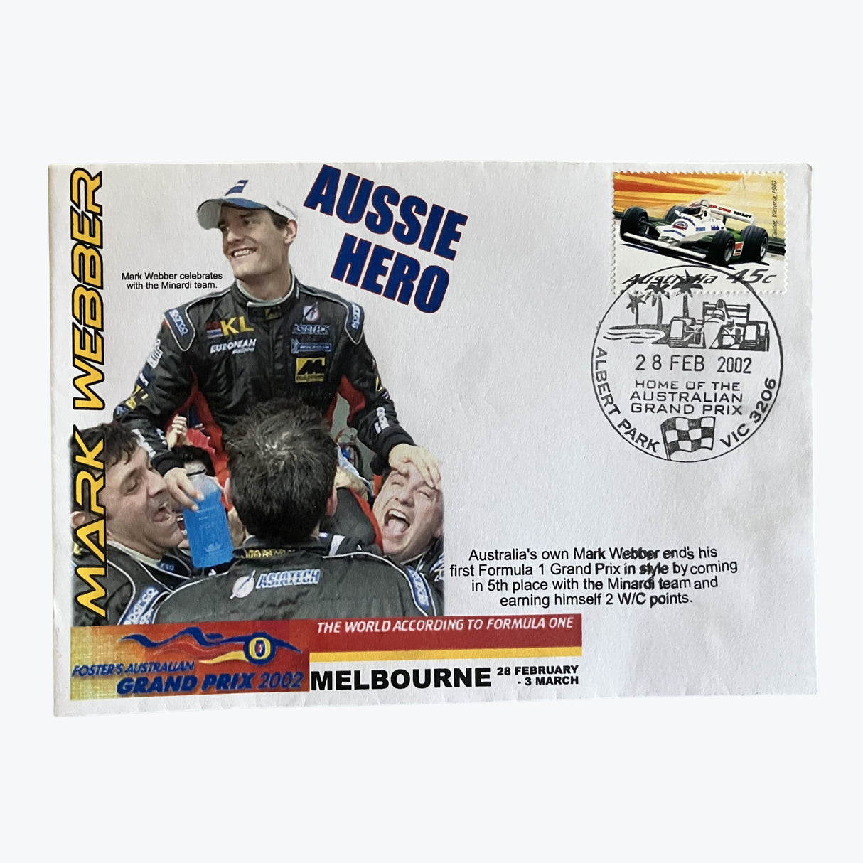 Mark Webber 2002 Melbourne F1 Grand Prix Envelope