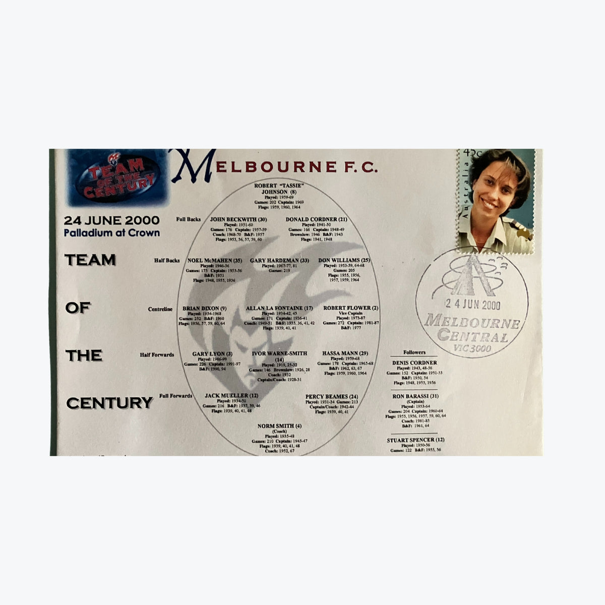 Melbourne Demons Team of the Century Envelope