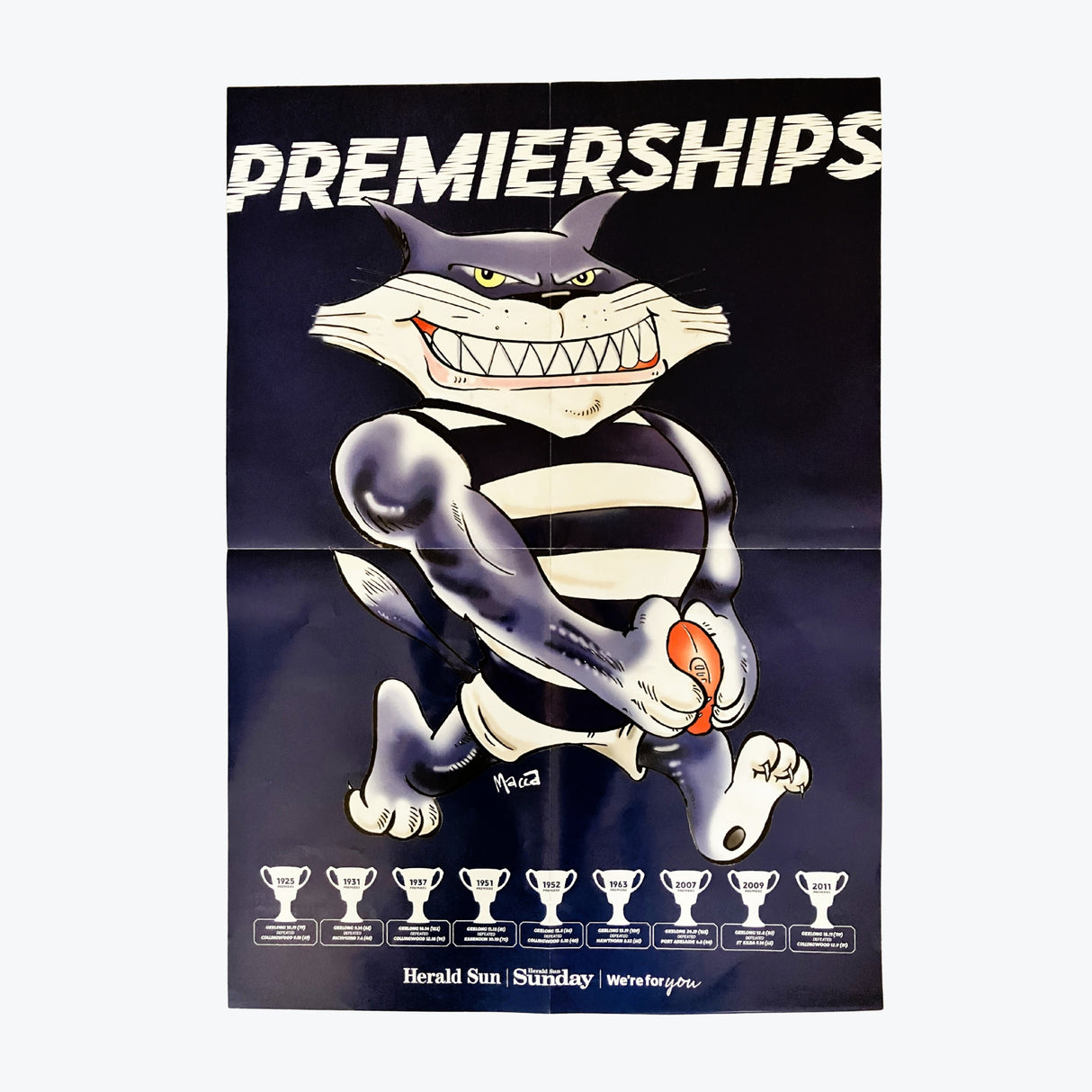 Geelong Cats 1925 - 2011 Premierships Poster