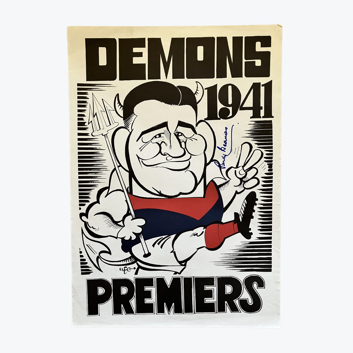 Melbourne Demons 1941 Signed WEG Premiers Poster