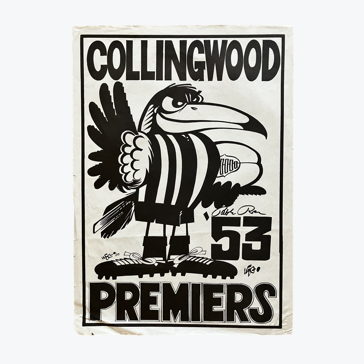 Collingwood Magpies 1953 Signed WEG Premiers Poster