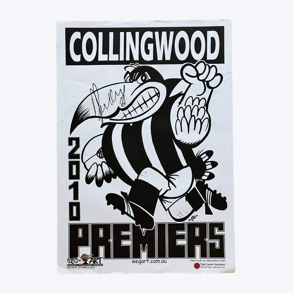 Collingwood Magpies 2010 Signed WEG Premiers Poster