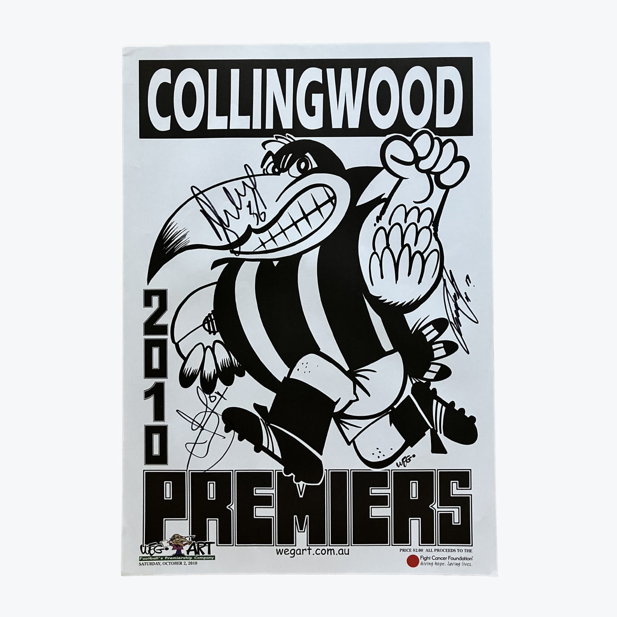 Collingwood Magpies 2010 Signed WEG Premiers Poster
