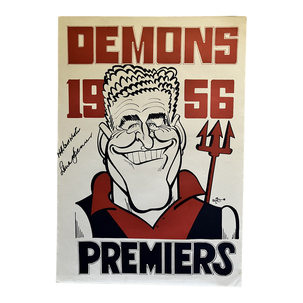 Melbourne Demons 1956 Signed WEG Premiers Poster