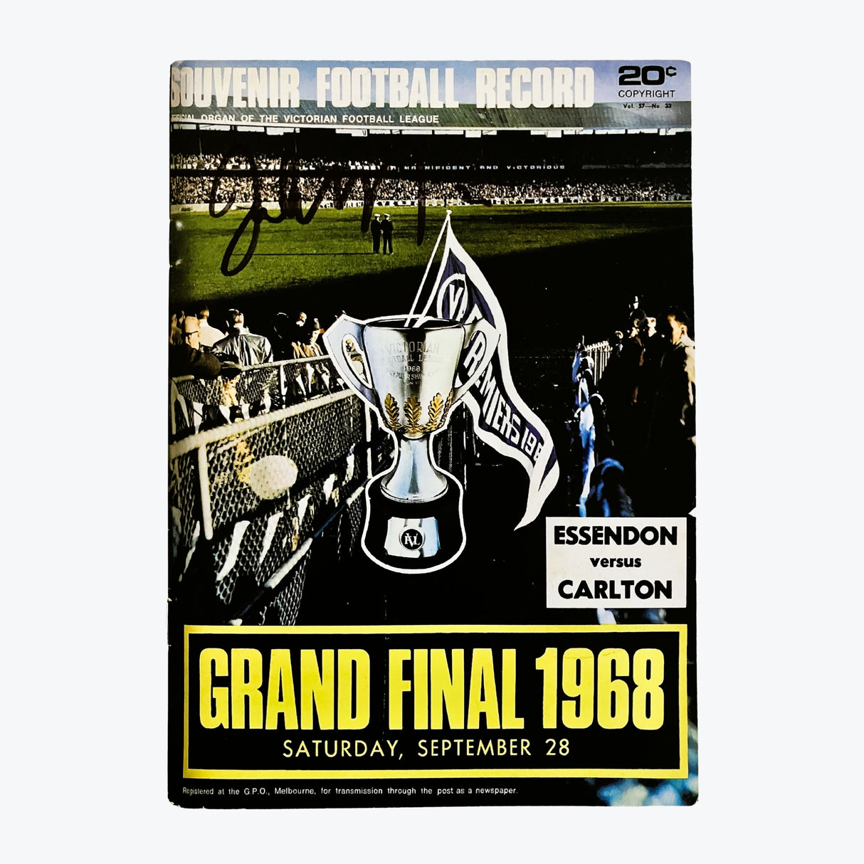 1968 VFL Grand Final Signed Souvenir Football Record