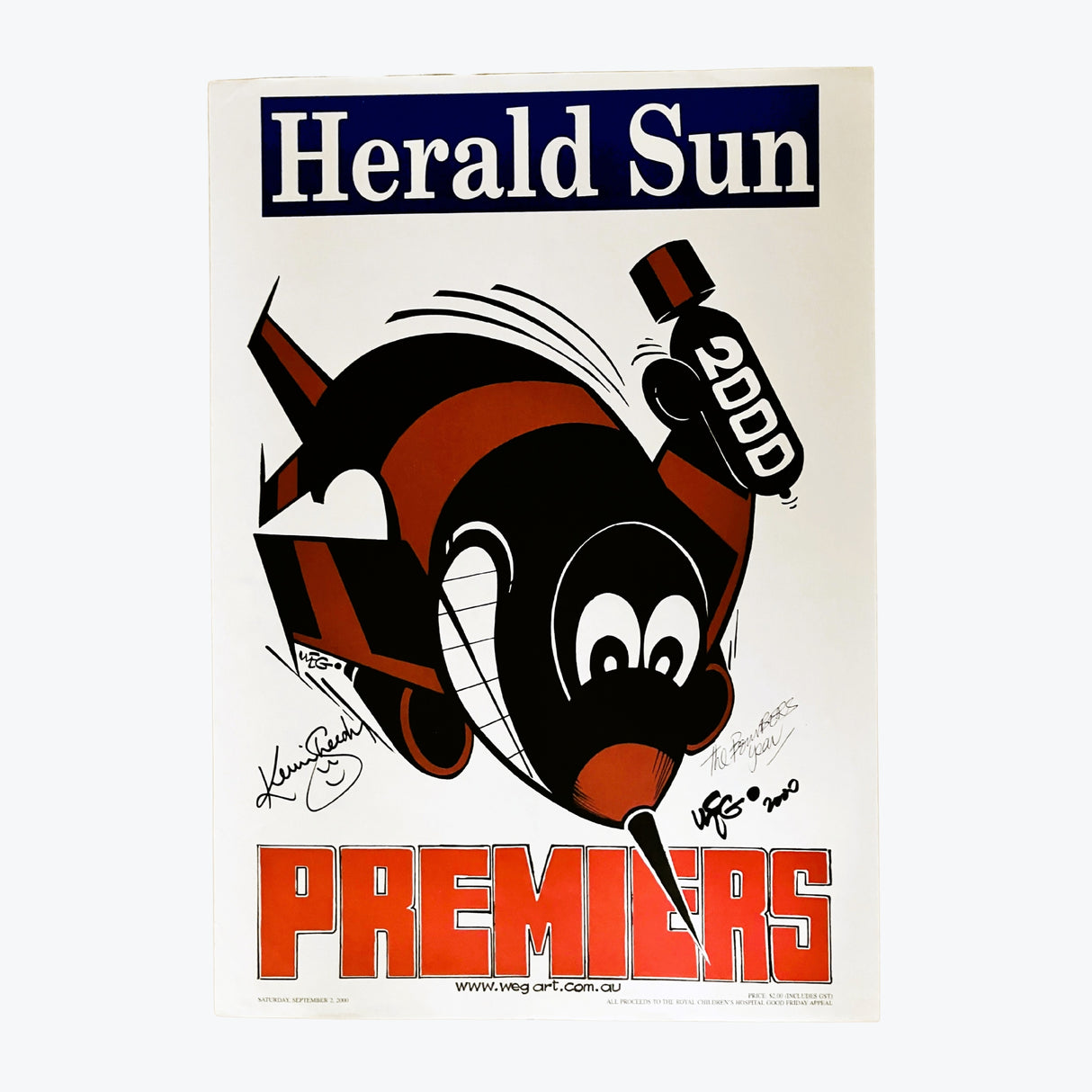 Essendon Bombers 2000 Hand-Signed WEG Premiership Poster