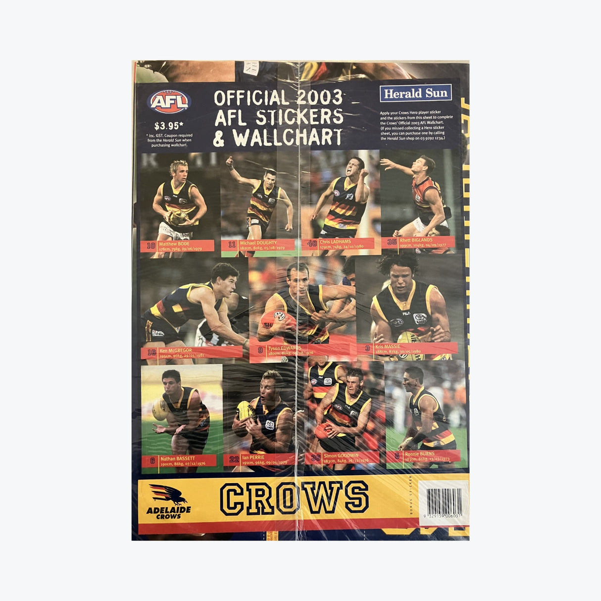 2003 Adelaide Crows Stickers and Wall Chart
