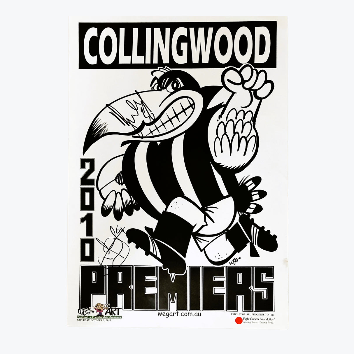 Collingwood Magpies 2010 Signed WEG Premiers Poster