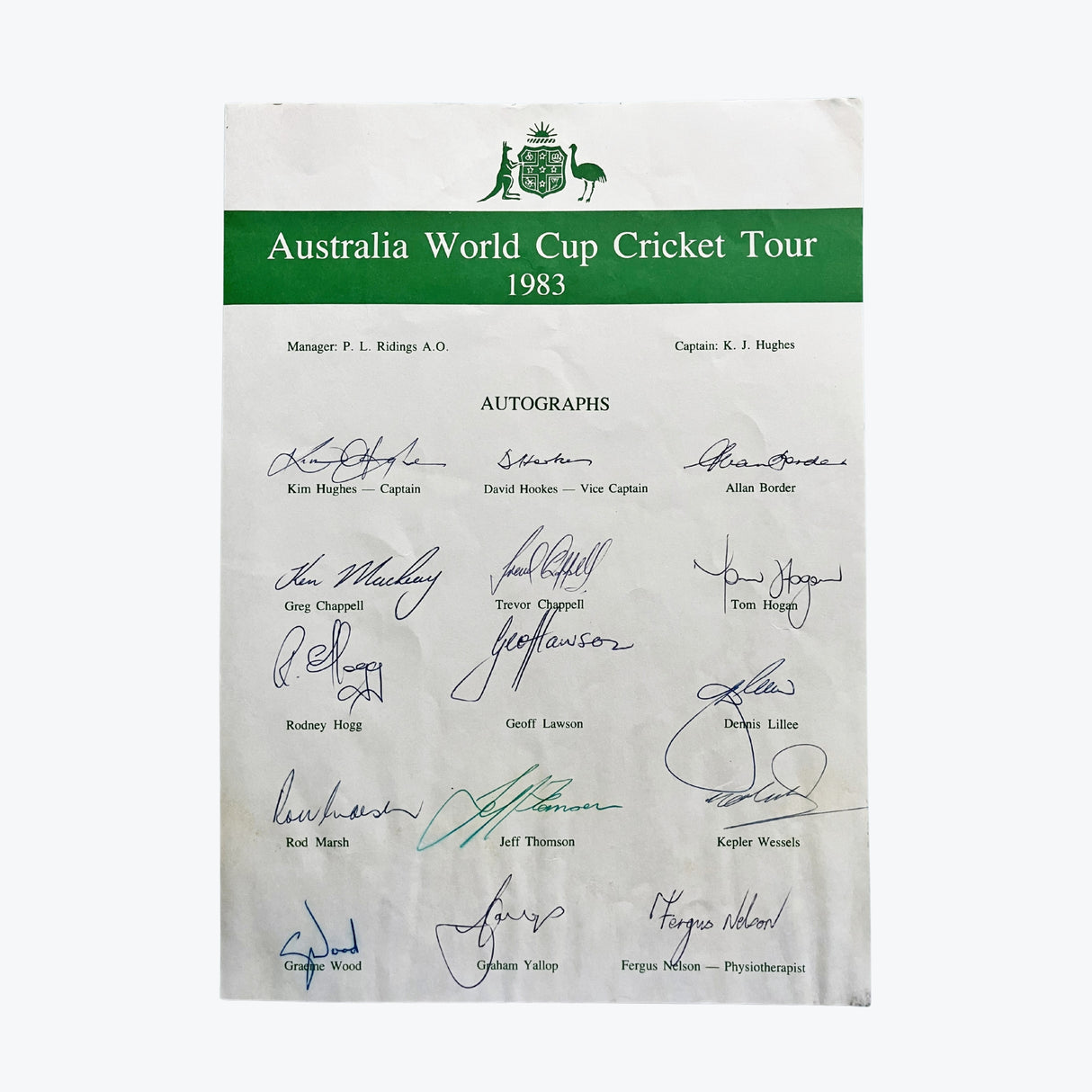 1983 Australia World Cup Cricket Tour