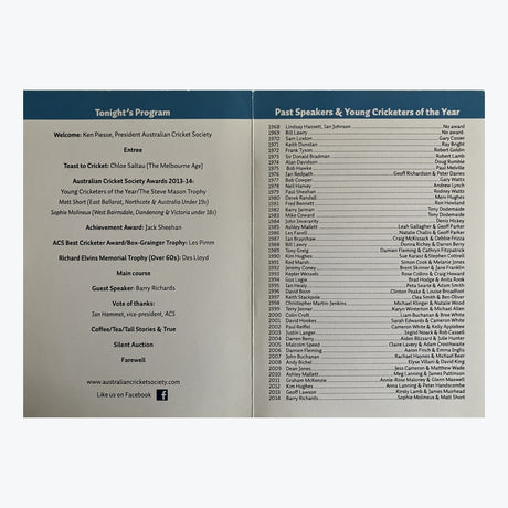 Australian Cricket Society 47th Annual Dinner