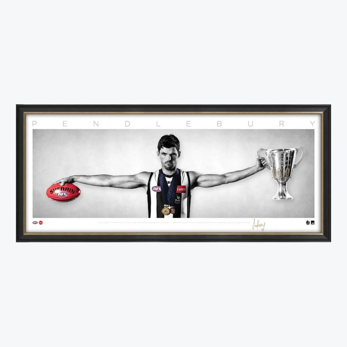 COLLINGWOOD - Scott Pendlebury Signed Collingwood Mini Wings Official AFL Print FRAMED