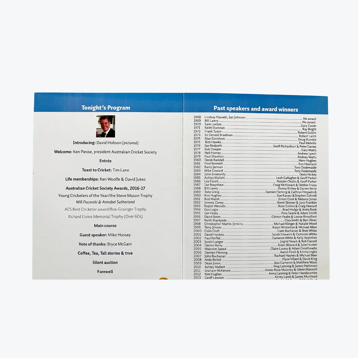 Australian Cricket Society 50th Annual Dinner